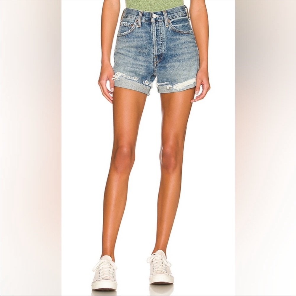 NWT Agolde Parker Long with Cuff Denim Shorts size 30